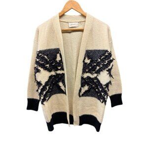 Sita Murt Cotton Cardigan Women’s Cream Black Open Front Long Sleeve Jacket S